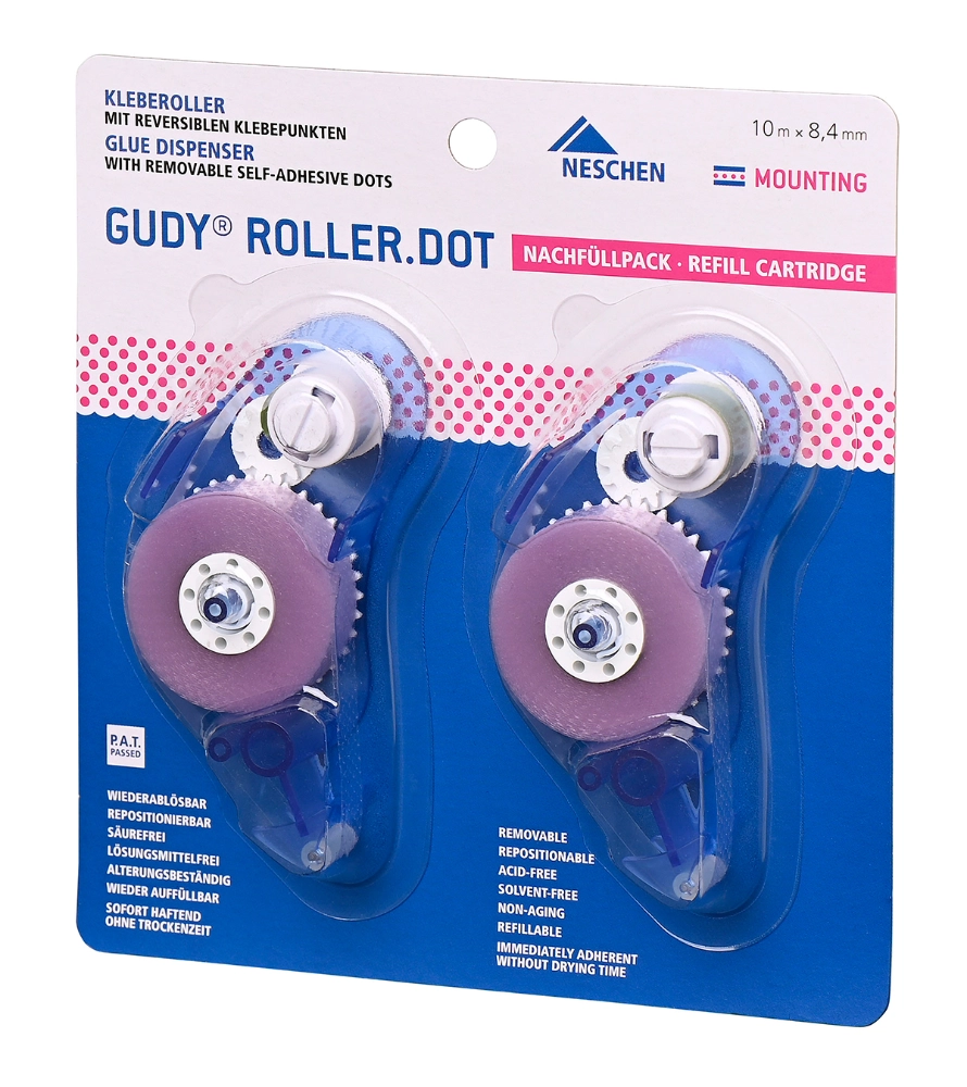 Gudy Roller Dot - Lot de 2 recharges - adhésif repositionnable