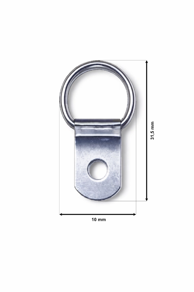Attache en D à 1 trou - finition nickel