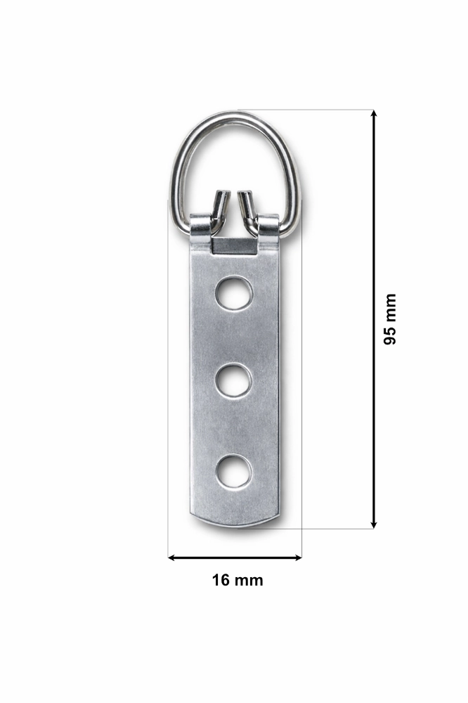 Attache en D pour cadre lourd à 3 trous - acier finition nickel Alfamacchine